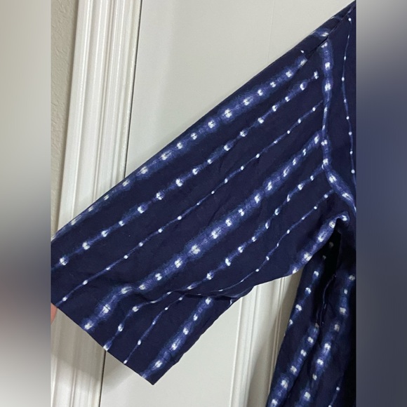 Q- Indigo Blue True Denim SHIBORI Kimono Blazer - Picture 3 of 10